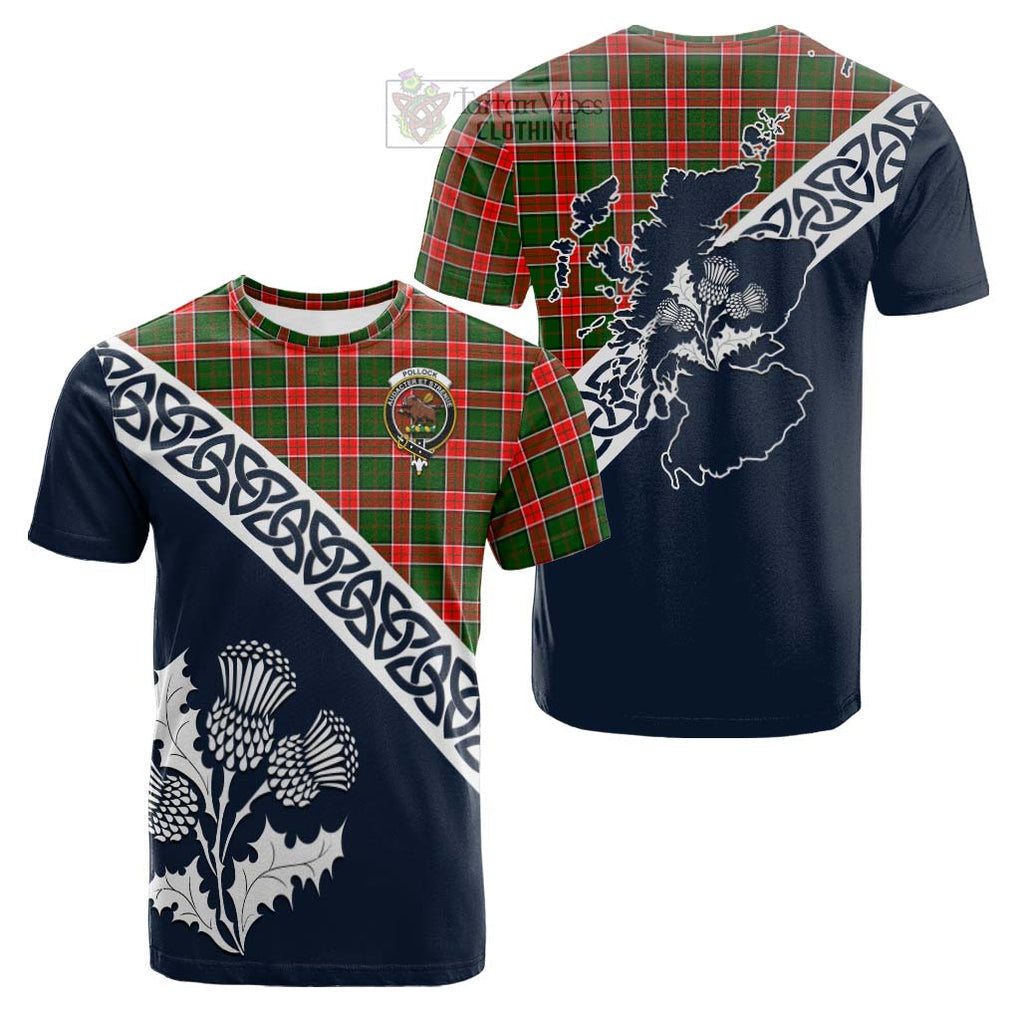 Pollock Tartan Cotton T-shirt Featuring Thistle and Scotland Map Kid's Shirt - Tartan Vibes Clothing