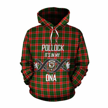 Pollock Tartan Cotton Hoodie with Family Crest DNA In Me Style Pullover Hoodie XS - Tartan Vibes Clothing