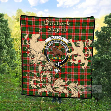 Tartan Vibes Clothing Pollock Tartan Quilt with Family Crest and Scottish Symbol Style