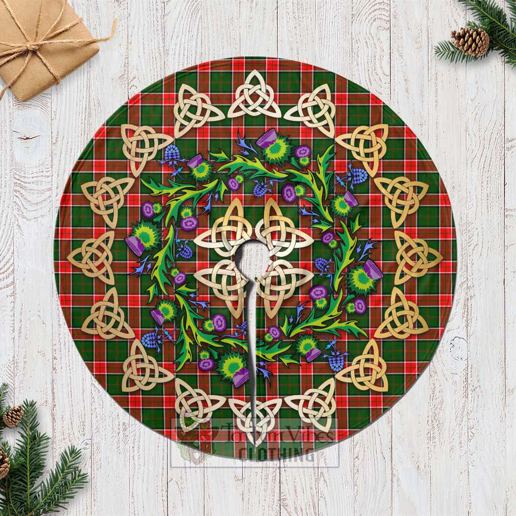 Tartan Vibes Clothing Pollock Tartan Christmas Tree Skirt with Thistle Celtic Knot Style