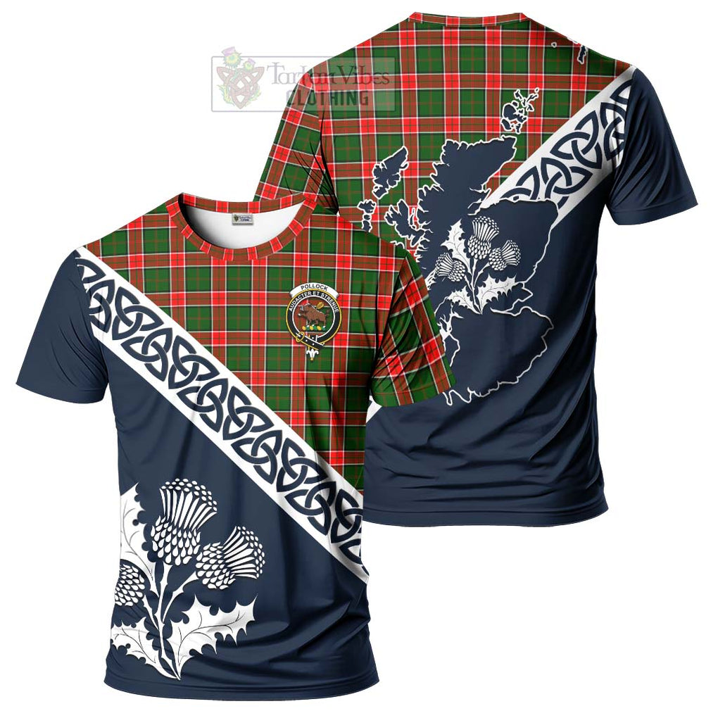Pollock Tartan T-Shirt Featuring Thistle and Scotland Map Kid's Shirt - Tartanvibesclothing Store