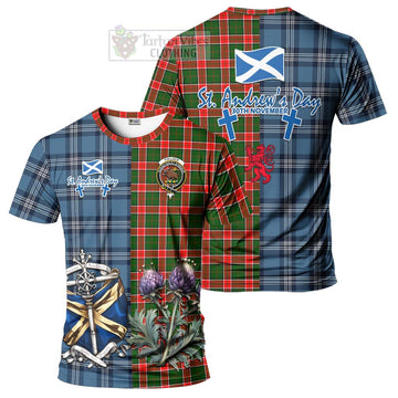 Pollock Tartan T-Shirt Happy St. Andrew's Day Half Tartan Style Kid's Shirt - Tartan Vibes Clothing
