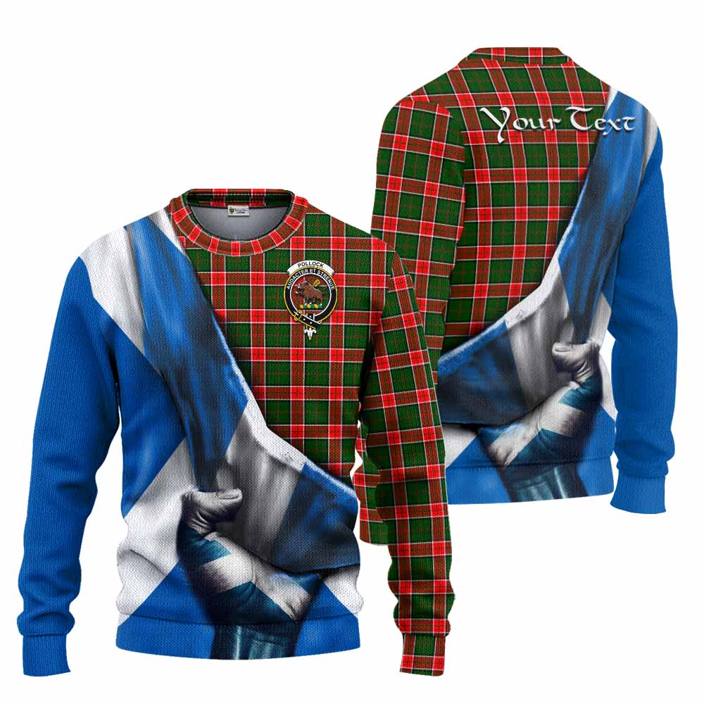 Pollock Tartan Knitted Sweater with Family Crest Scotland Patriotic Style Unisex - Tartan Vibes Clothing