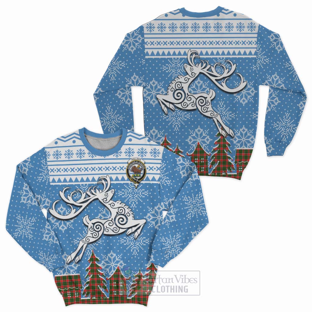 Pollock Clan Christmas Sweatshirt Celtic Reindeer Style Unisex - Tartan Vibes Clothing
