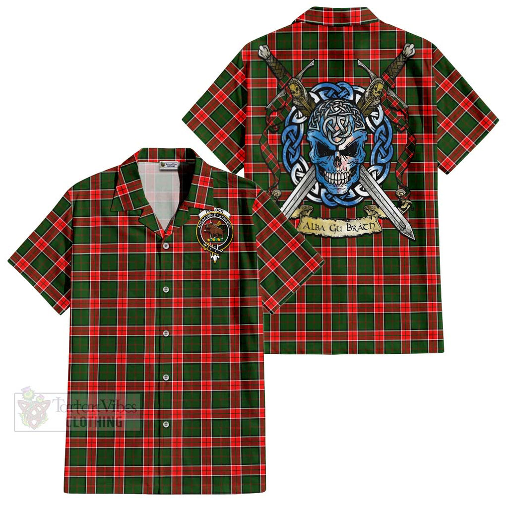Pollock Tartan Hawaiian Shirt with Family Crest Celtic Skull Style Kid - Tartan Vibes Clothing
