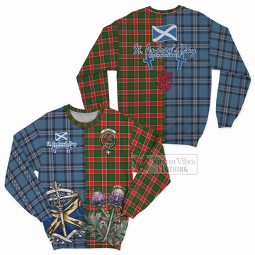 Pollock Tartan Sweatshirt Happy St. Andrew's Day Half Tartan Style Unisex - Tartan Vibes Clothing
