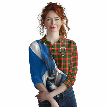 Pollock Tartan Women's Casual Shirt with Family Crest Scotland Patriotic Style Female - Tartan Vibes Clothing
