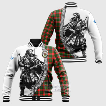 Pollock Tartan Clan Crest Baseball Jacket with Highlander Warrior Celtic Style Unisex - Tartan Vibes Clothing