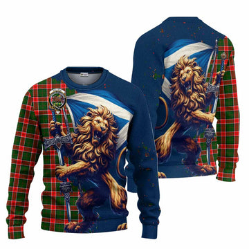 Pollock Tartan Family Crest Knitted Sweater with Scottish Majestic Lion Unisex - Tartan Vibes Clothing