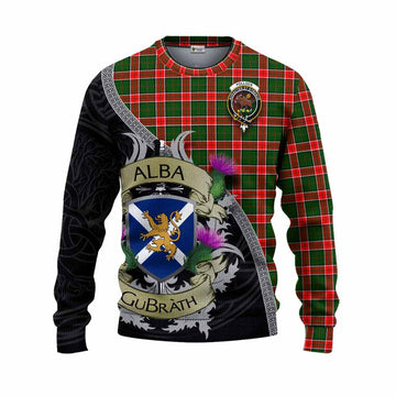 Pollock Tartan Family Crest Knitted Sweater Lion Rampant Royal Thistle Shield Celtic Inspired Unisex - Tartan Vibes Clothing
