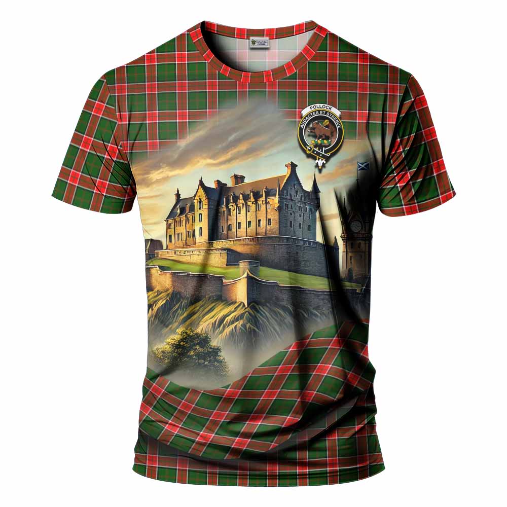 Pollock Tartan Family Crest T-Shirt with Scottish Ancient Castle Style Kid's Shirt - Tartan Vibes Clothing