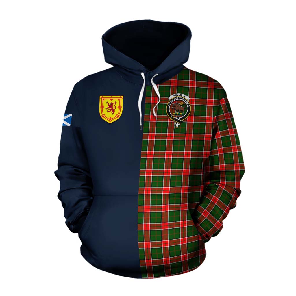 Pollock Tartan Cotton Hoodie Alba with Scottish Lion Royal Arm Half Style Pullover Hoodie XS - Tartan Vibes Clothing