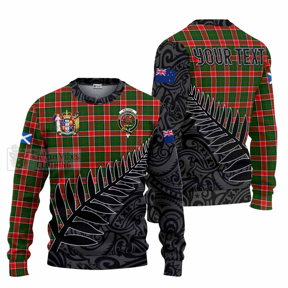 Tartan Vibes Clothing Pollock Crest Tartan Knitted Sweater with New Zealand Silver Fern Half Style