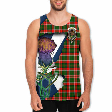 Tartan Vibes Clothing Pollock Tartan Family Crest Men's Tank Top Scottish Thistle Celtic Inspired