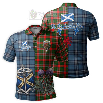 Pollock Tartan Polo Shirt Happy St. Andrew's Day Half Tartan Style Kid - Tartan Vibes Clothing