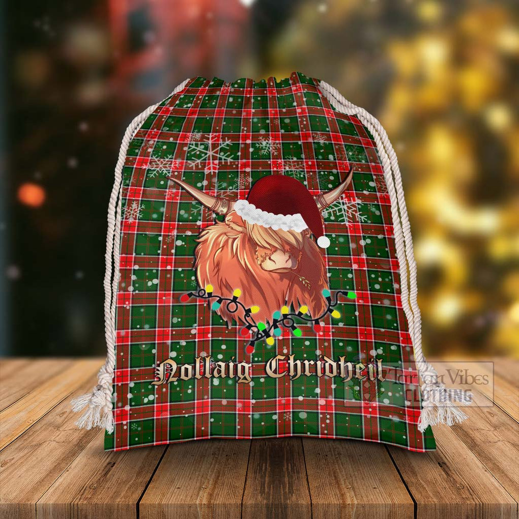 Pollock Tartan Christmas Santa's Bag with Twinkle Highland Cattle - Tartan Vibes Clothing