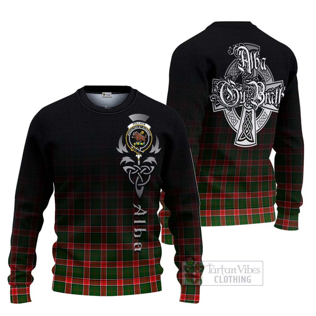 Pollock Tartan Ugly Sweater Featuring Alba Gu Brath Family Crest Celtic Inspired Unisex - Tartan Vibes Clothing