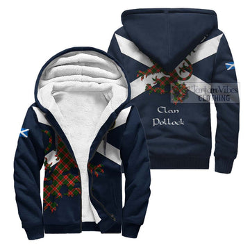 Pollock Tartan Lion Rampant Sherpa Hoodie Proudly Display Your Heritage with Alba Gu Brath and Clan Name Unisex S - Tartan Vibes Clothing
