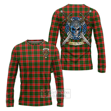 Pollock Tartan Long Sleeve T-Shirt with Family Crest Celtic Skull Style Unisex - Tartan Vibes Clothing