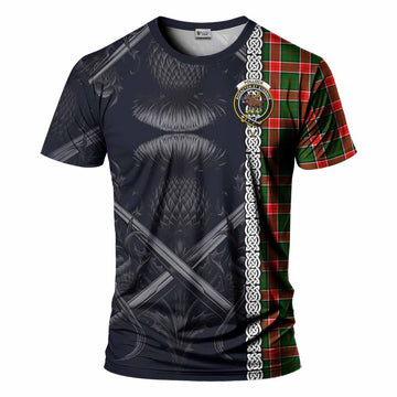 Pollock Tartan T-Shirt with Family Crest Cross Sword Thistle Celtic Vibes Kid's Shirt - Tartan Vibes Clothing