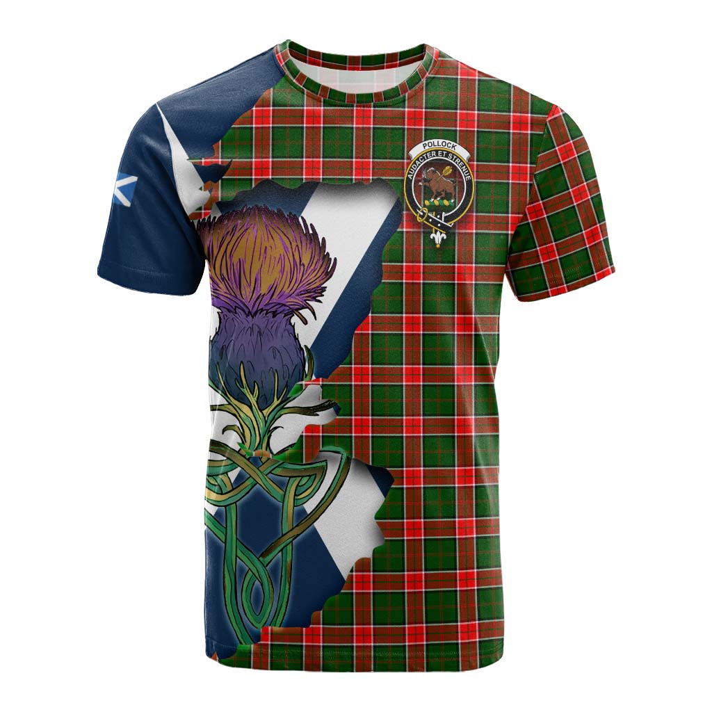 Tartan Vibes Clothing Pollock Tartan Family Crest Cotton T-shirt Scottish Thistle Celtic Inspired