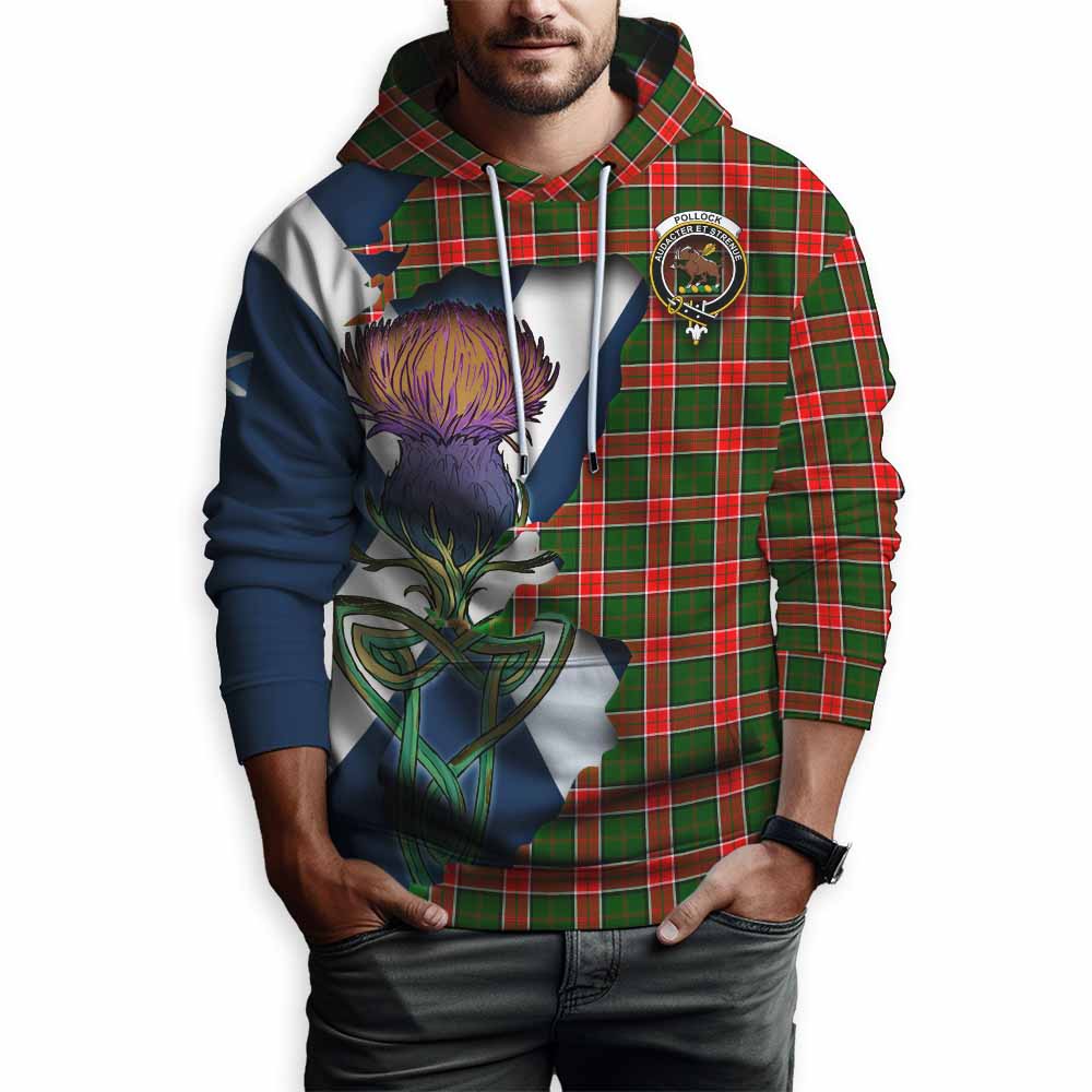 Tartan Vibes Clothing Pollock Tartan Family Crest Hoodie Scottish Thistle Celtic Inspired