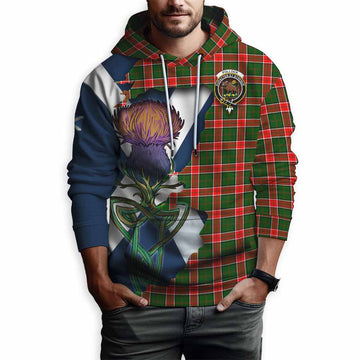 Tartan Vibes Clothing Pollock Tartan Family Crest Hoodie Scottish Thistle Celtic Inspired