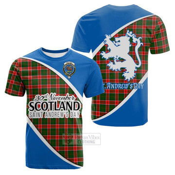 Tartan Vibes Clothing Pollock Family Crest Tartan Cotton T-shirt Celebrate Saint Andrew's Day in Style