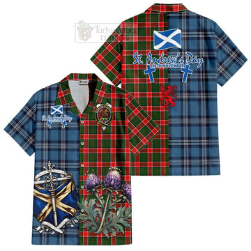 Pollock Tartan Hawaiian Shirt Happy St. Andrew's Day Half Tartan Style Kid - Tartan Vibes Clothing
