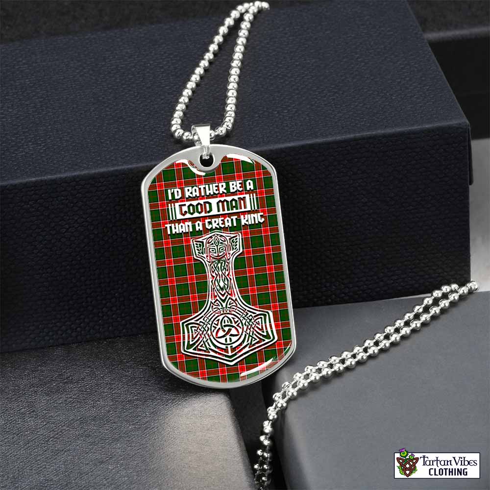 Pollock Tartan Dog Tag Necklace Viking Mjolnir Style Silver No - Tartan Vibes Clothing