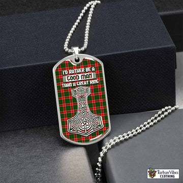 Tartan Vibes Clothing Pollock Tartan Dog Tag Necklace Viking Mjolnir Style