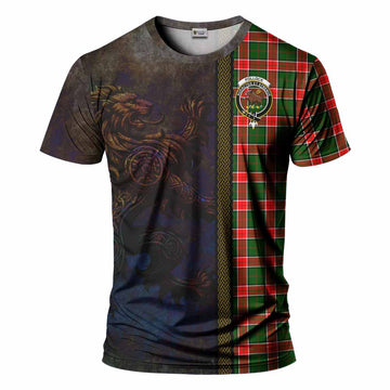 Tartan Vibes Clothing Pollock Tartan Family Crest T-Shirt Alba Gu Brath Be Brave Lion Ancient Style