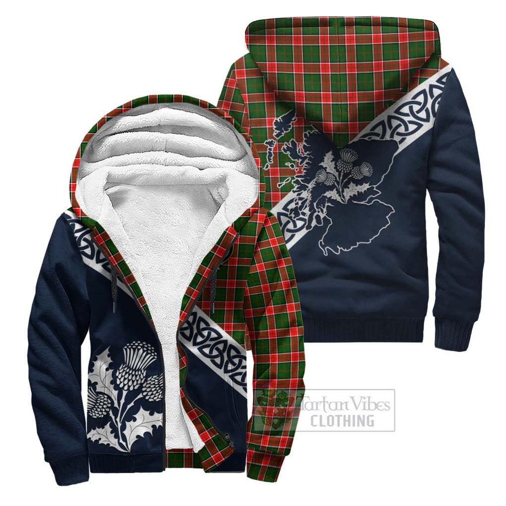 Pollock Tartan Sherpa Hoodie Featuring Thistle and Scotland Map Unisex - Tartan Vibes Clothing