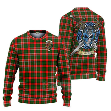 Pollock Tartan Ugly Sweater with Family Crest Celtic Skull Style Unisex - Tartan Vibes Clothing