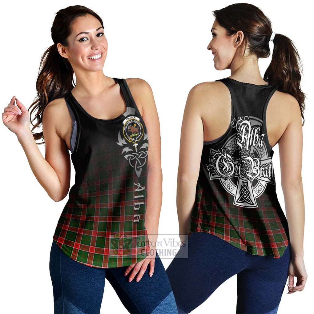 Pollock Tartan Women's Racerback Tanks Featuring Alba Gu Brath Family Crest Celtic Inspired 4XL - Tartan Vibes Clothing