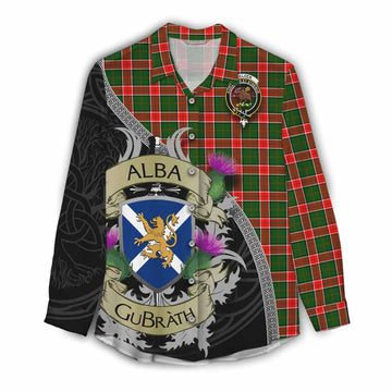 Pollock Tartan Family Crest Women's Casual Shirt Lion Rampant Royal Thistle Shield Celtic Inspired Female - Tartan Vibes Clothing