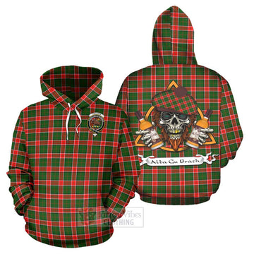 Pollock Tartan Hoodie with Family Crest and Bearded Skull Holding Bottles of Whiskey Zip Hoodie - Tartan Vibes Clothing