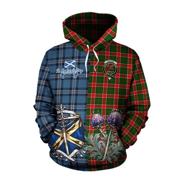 Pollock Tartan Cotton Hoodie Happy St. Andrew's Day Half Tartan Style Pullover Hoodie XS - Tartan Vibes Clothing