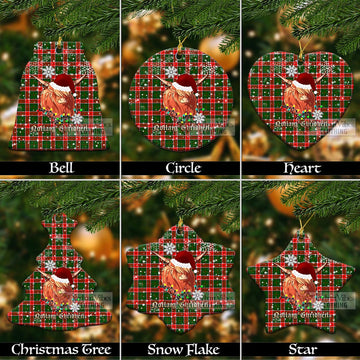 Pollock Tartan Christmas Ceramic Ornaments with Twinkle Highland Cattle Ceramic - Tartan Vibes Clothing