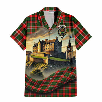 Pollock Tartan Family Crest Hawaiian Shirt with Scottish Ancient Castle Style Kid - Tartan Vibes Clothing