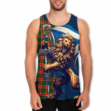 Pollock Tartan Family Crest Men's Tank Top with Scottish Majestic Lion Men - Tartan Vibes Clothing