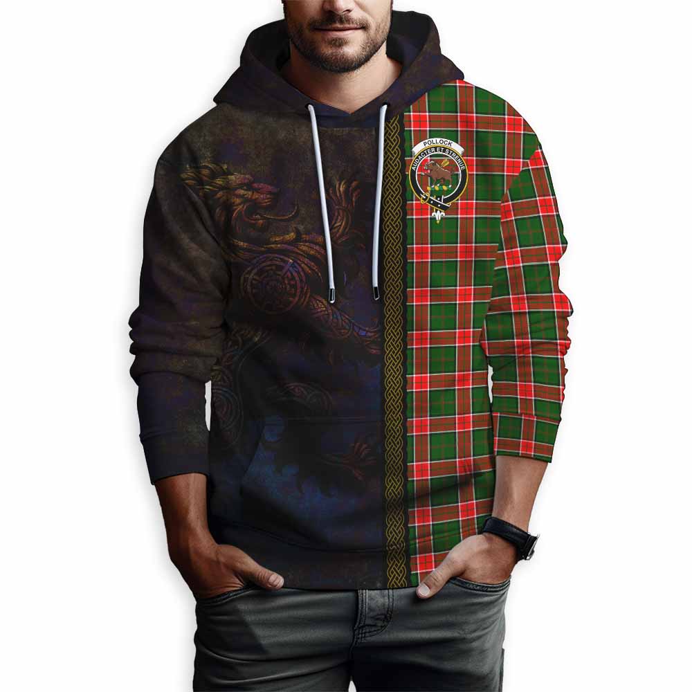 Tartan Vibes Clothing Pollock Tartan Family Crest Hoodie Alba Gu Brath Be Brave Lion Ancient Style