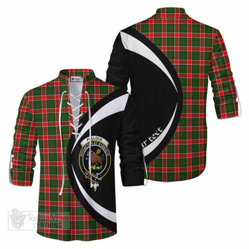 Pollock Tartan Ghillie Kilt Shirt with Family Crest Circle Style Men - Tartan Vibes Clothing