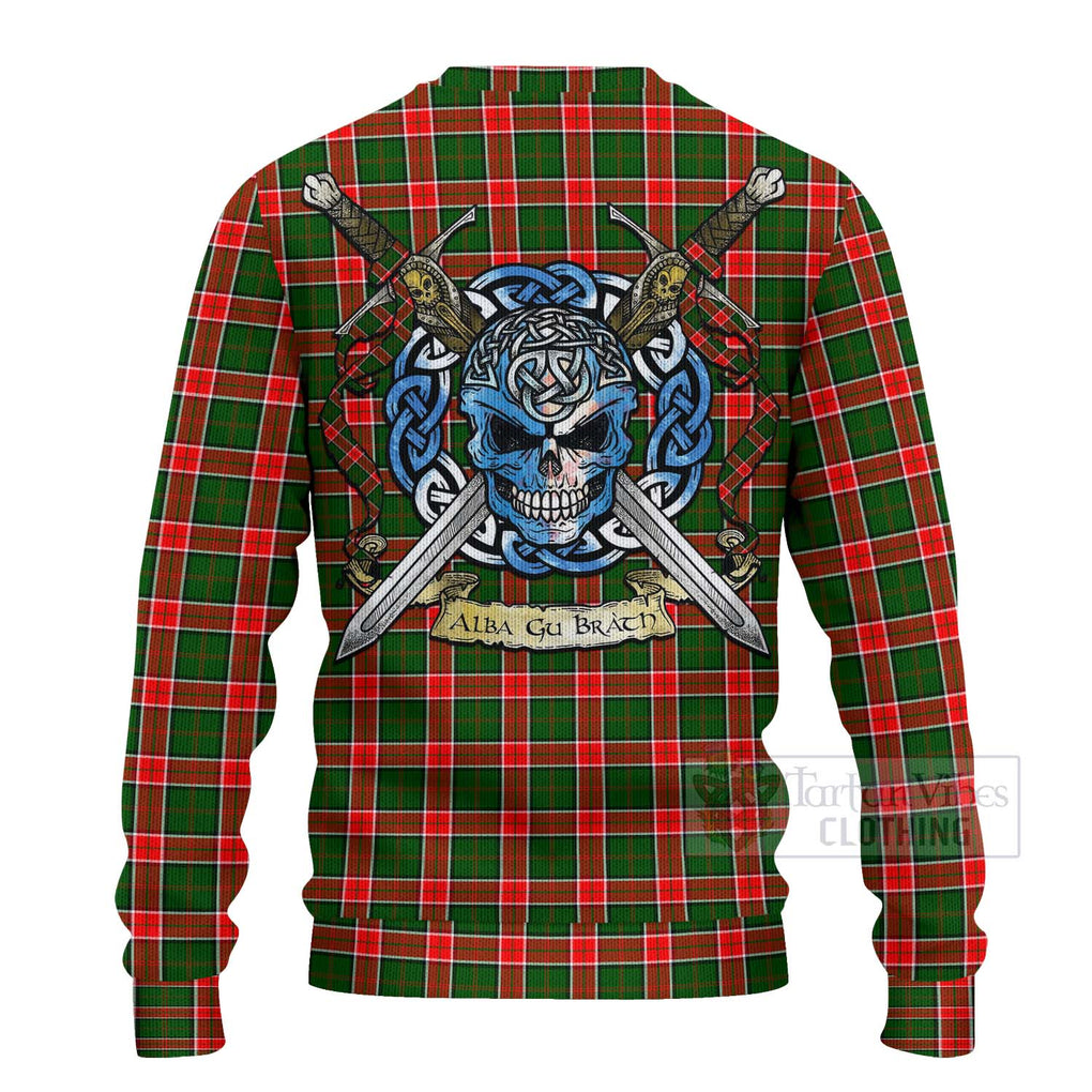 Pollock Tartan Ugly Sweater with Family Crest Celtic Skull Style - Tartan Vibes Clothing