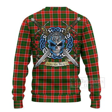 Pollock Tartan Ugly Sweater with Family Crest Celtic Skull Style - Tartan Vibes Clothing