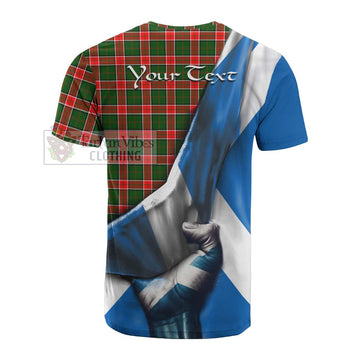 Tartan Vibes Clothing Pollock Tartan Cotton T-shirt with Family Crest Scotland Patriotic Style