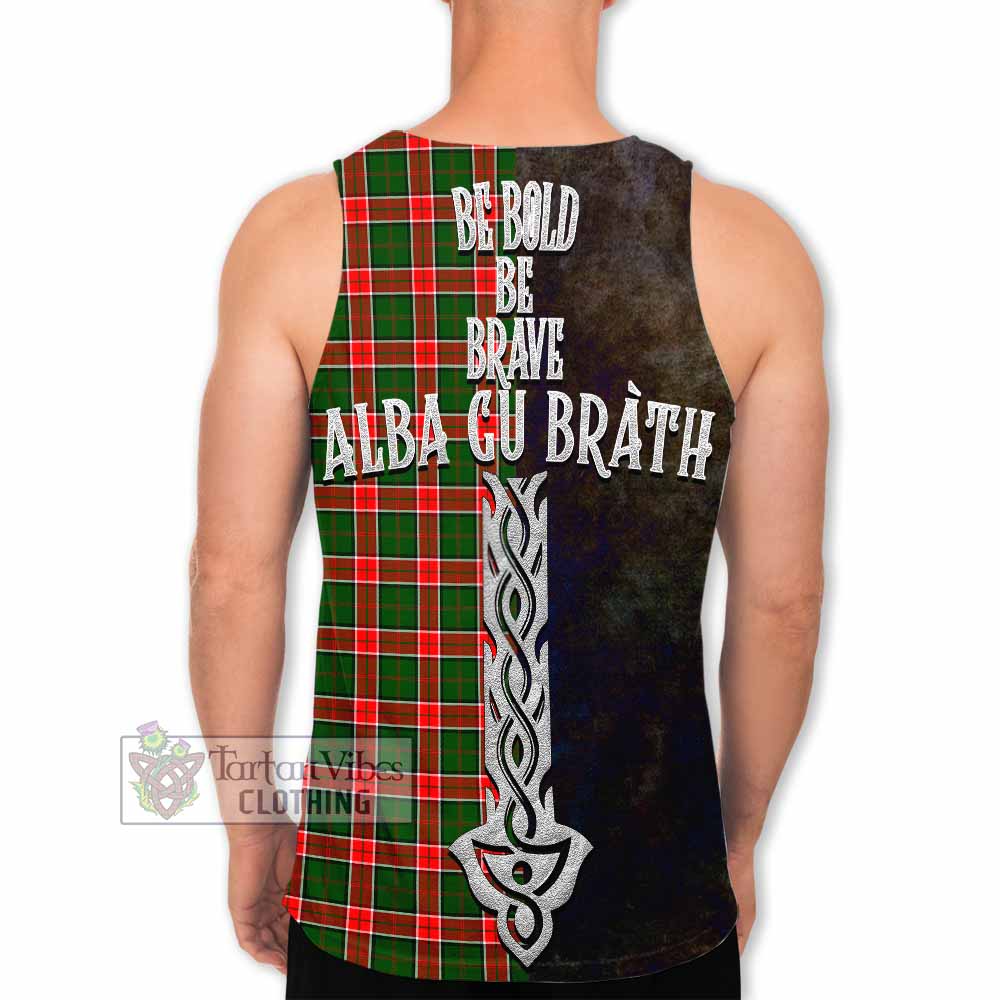 Pollock Tartan Family Crest Men's Tank Top Alba Gu Brath Be Brave Lion Ancient Style - Tartan Vibes Clothing