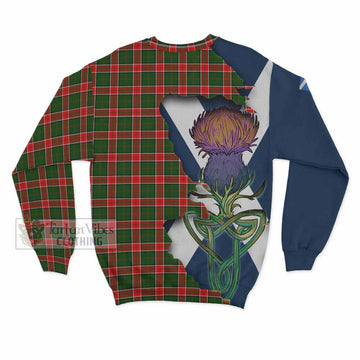 Tartan Vibes Clothing Pollock Tartan Family Crest Sweatshirt Scottish Thistle Celtic Inspired