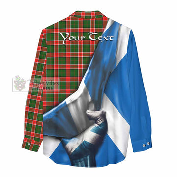 Pollock Tartan Women's Casual Shirt with Family Crest Scotland Patriotic Style - Tartan Vibes Clothing