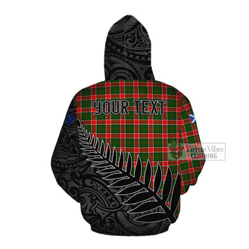 Tartan Vibes Clothing Pollock Crest Tartan Cotton Hoodie with New Zealand Silver Fern Half Style